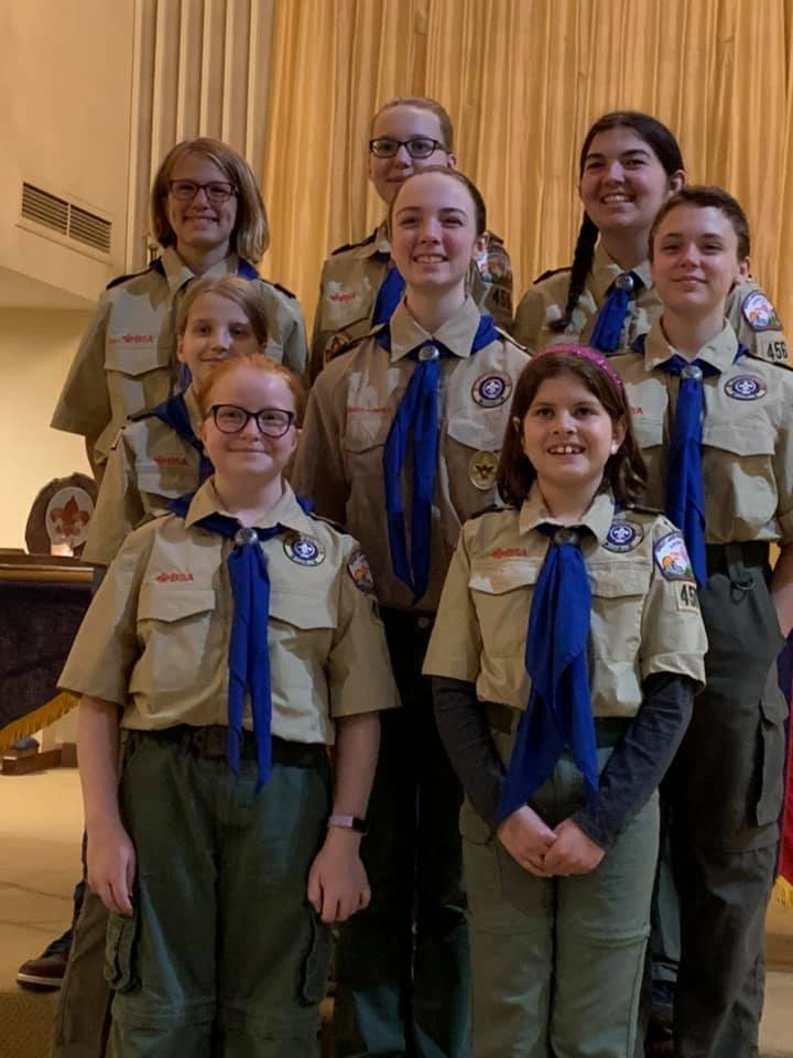 Scouts at a court of honor ceremony
