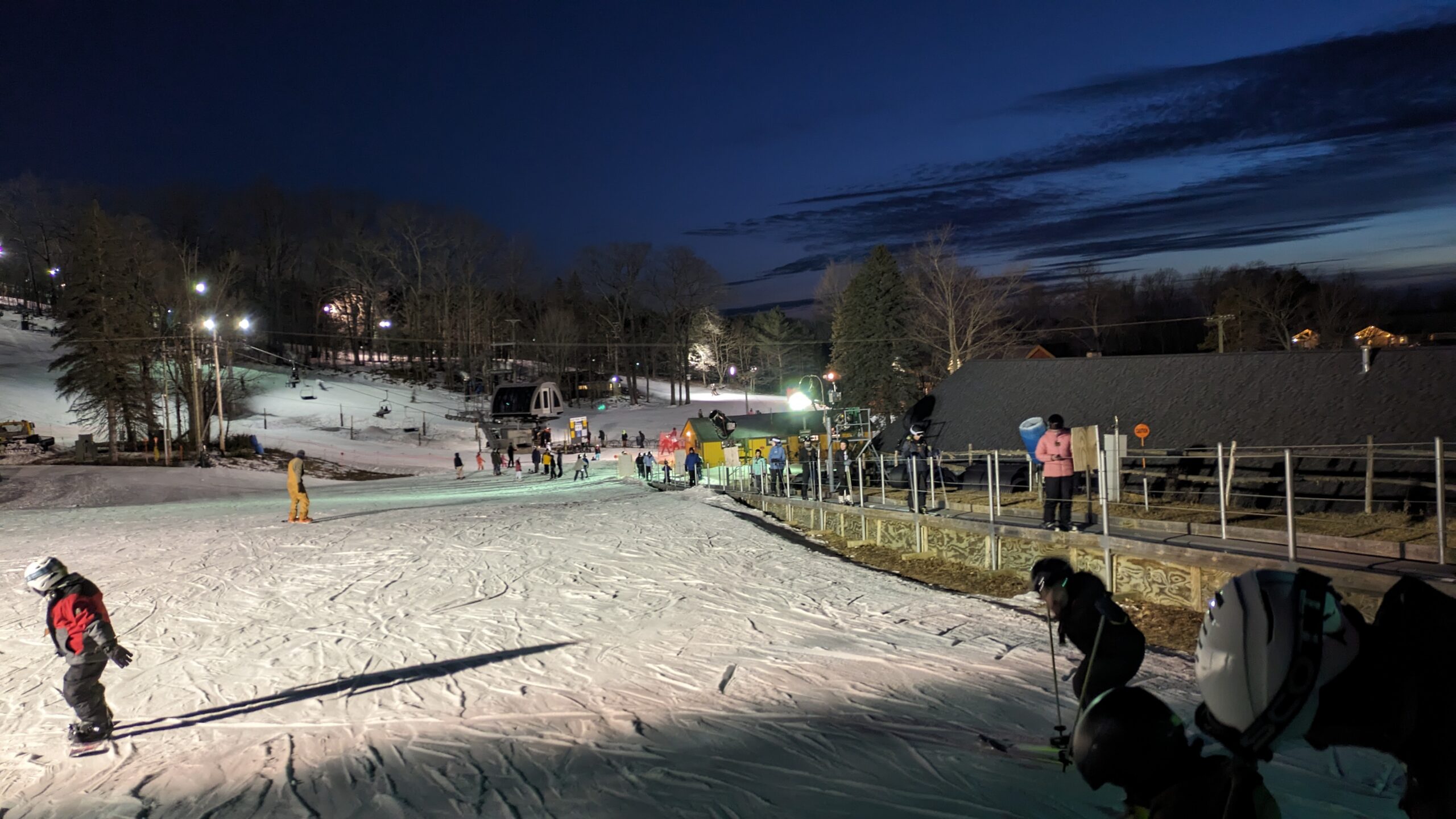 Night time ski slope scene