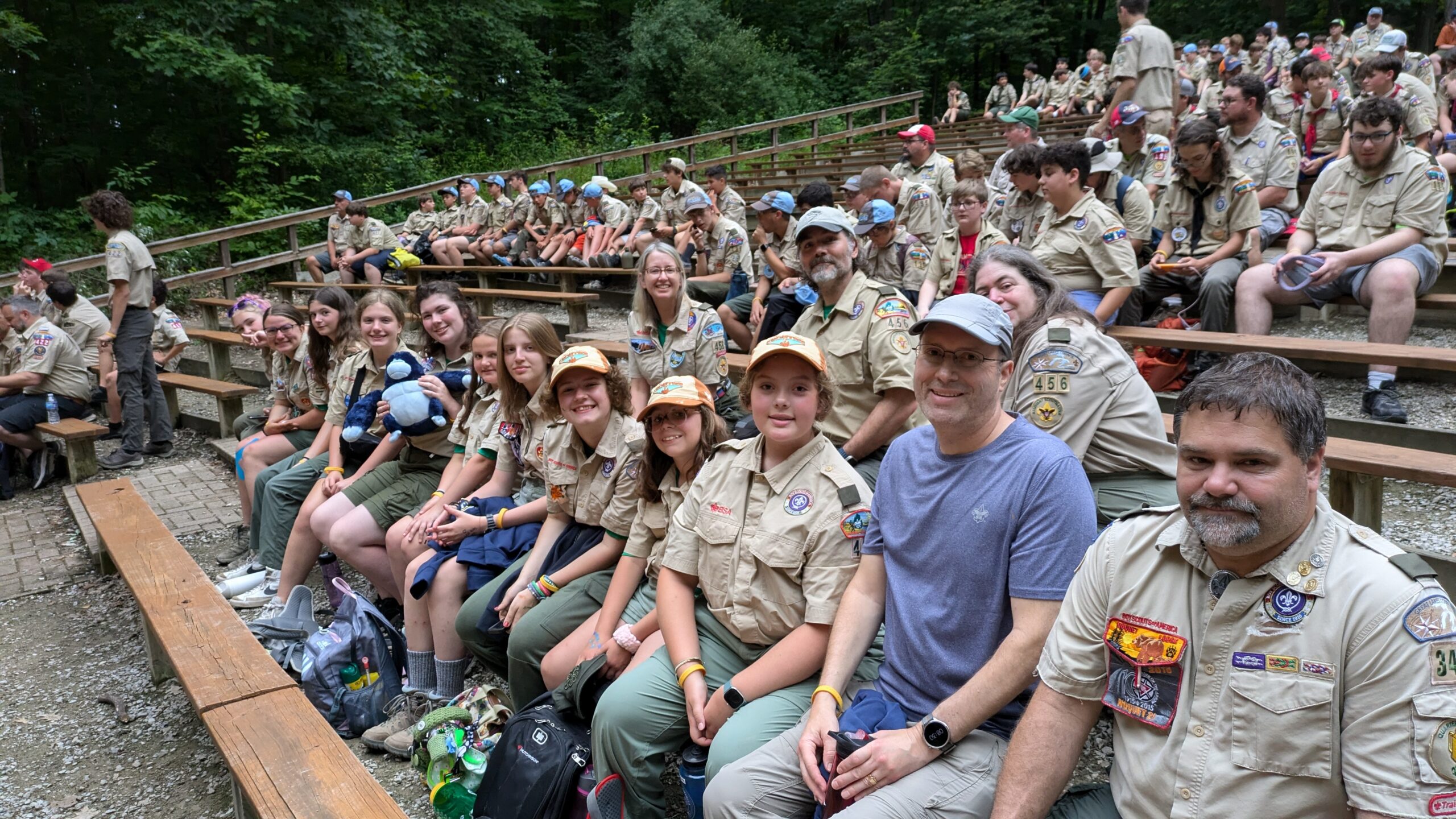 Troop sitting in an amphitheater